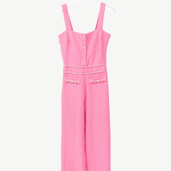 Maje Rose Cotton-Tweed Braided-Trim Wide-Leg Pant Suit - Picture 2 of 16